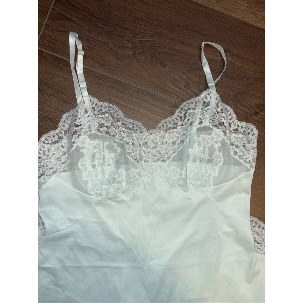 Vintage Vaserette Munsingwear Slip Dress Mint‎  Green 34 A  Lace Fairycore